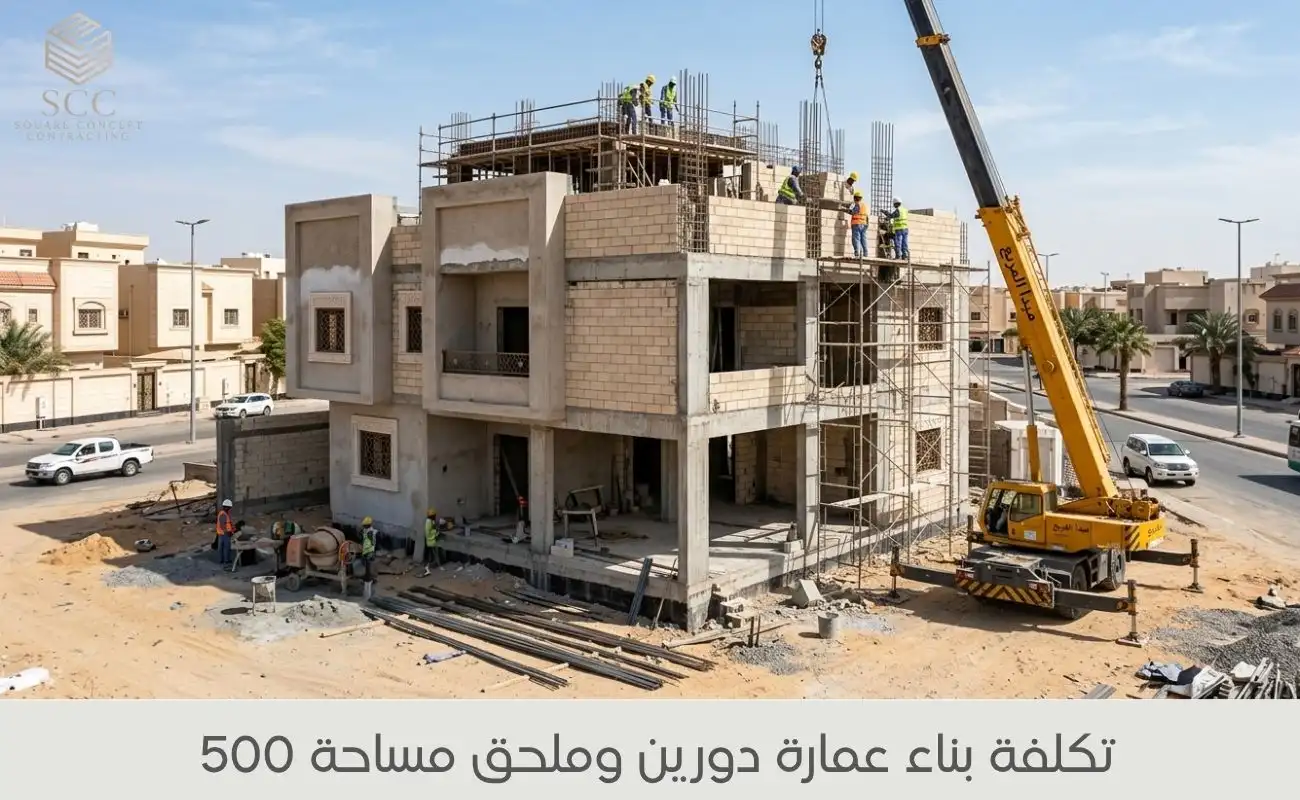 تكلفة بناء عمارة دورين وملحق مساحة 500