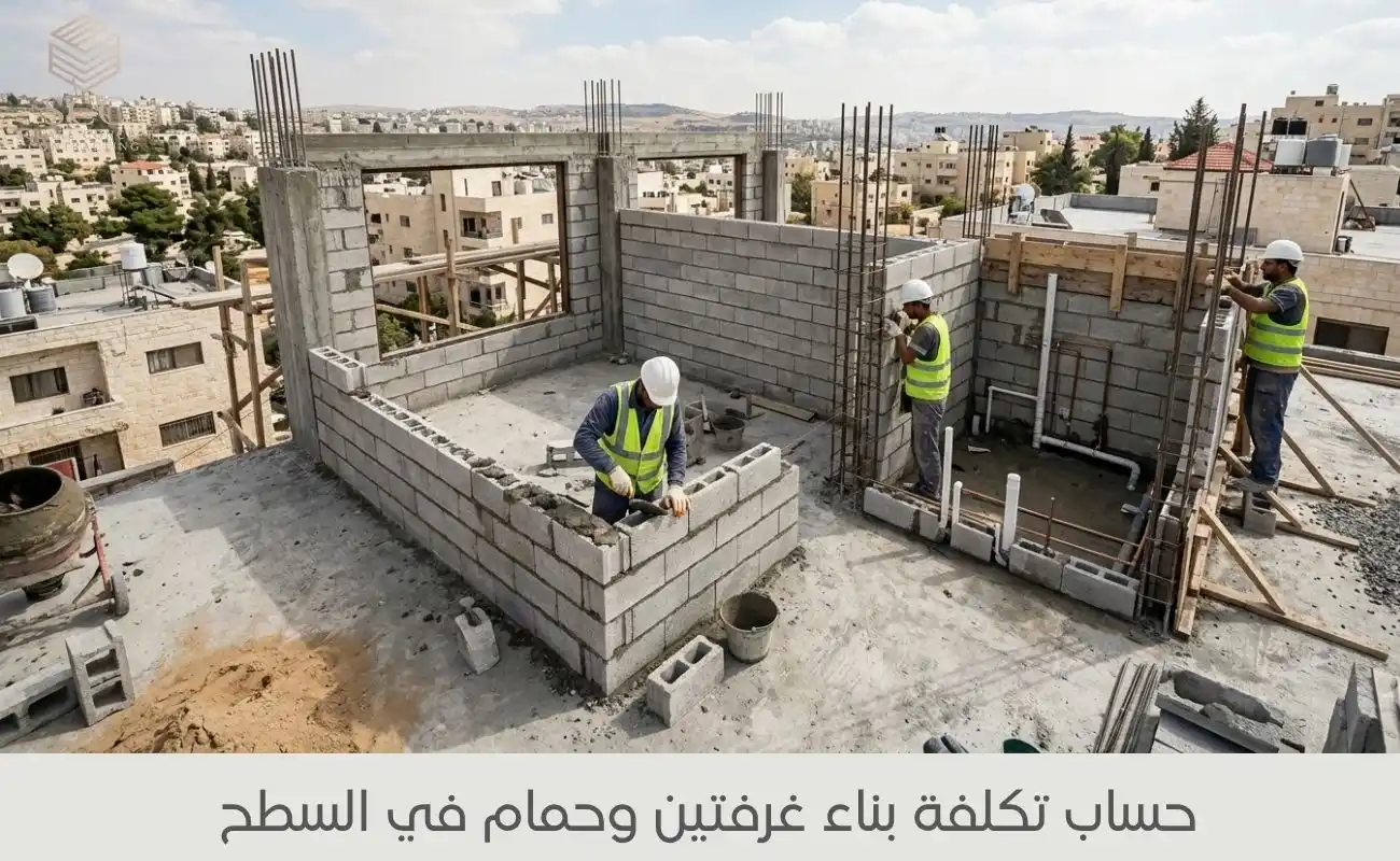 حساب تكلفة بناء غرفتين وحمام في السطح