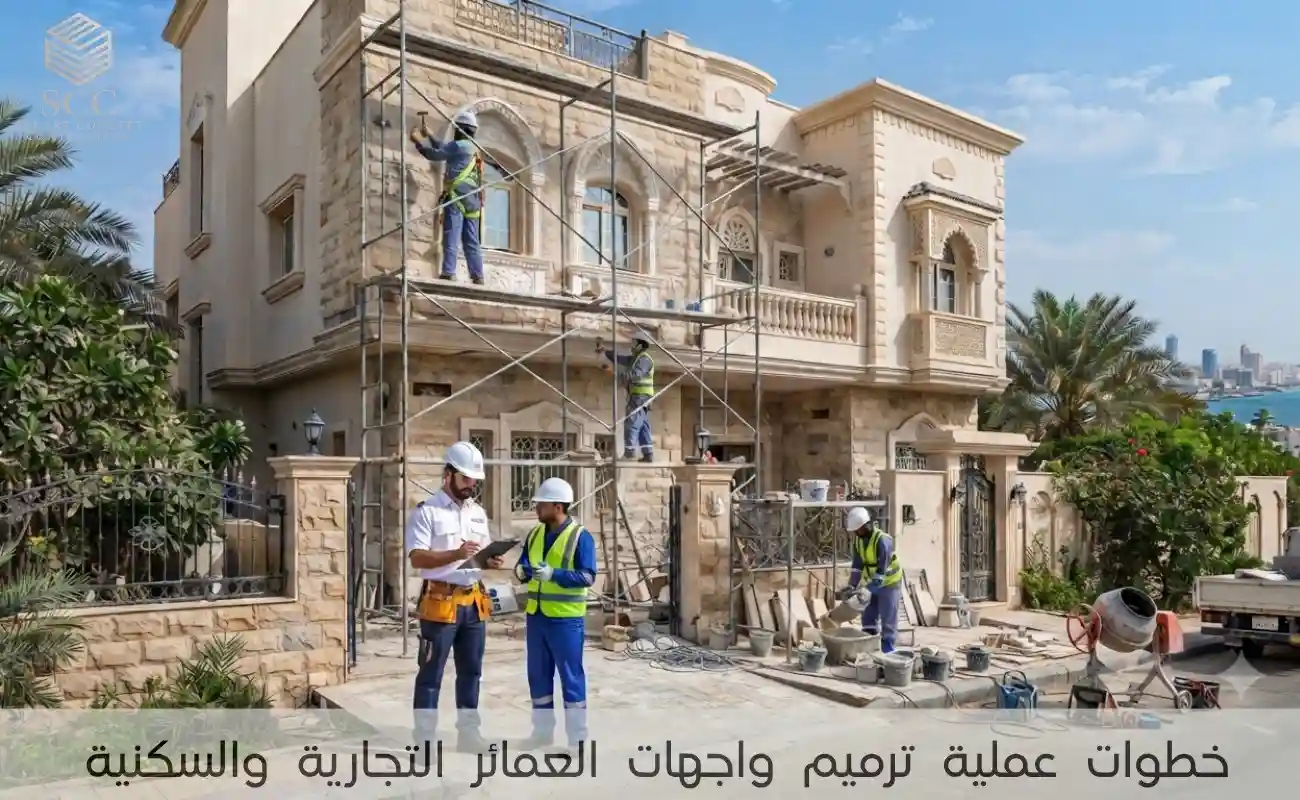 خطوات عملية ترميم واجهات العمائر التجارية والسكنية